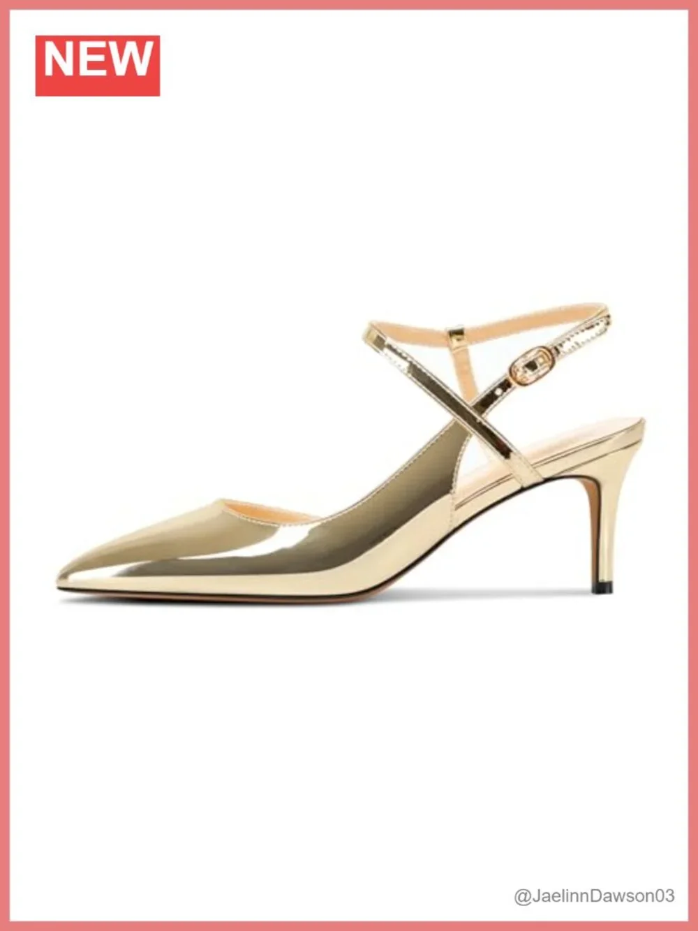 Women's Slingback Pumps Ankle Strap Stiletto Mid Heel Dress Shoes Patent Leather
